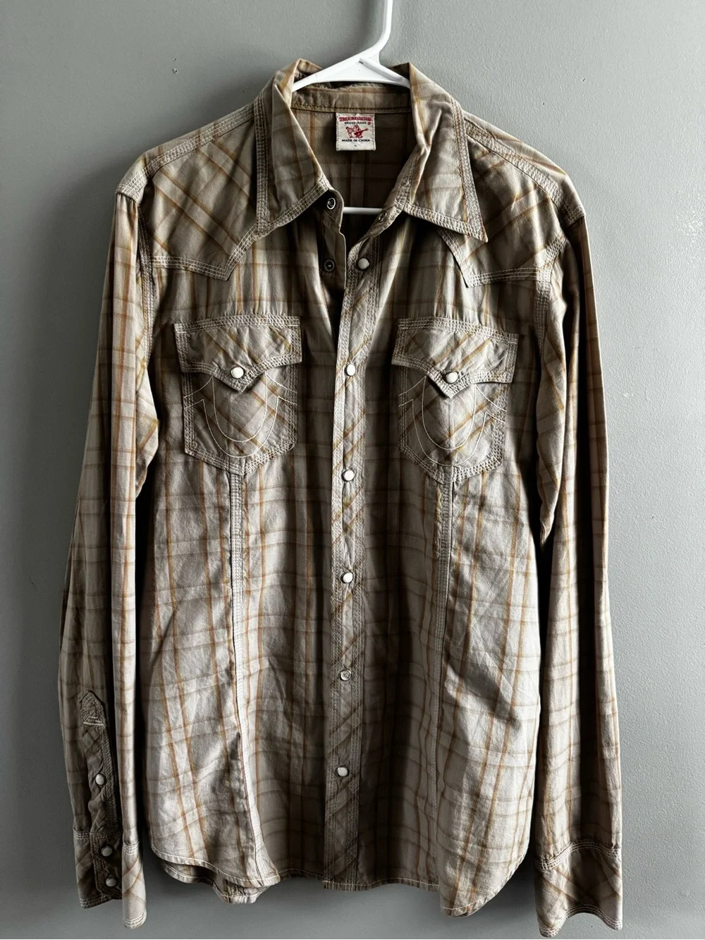 true religion dress shirts Men's Dark Wash Western Shirt Notched lapel collar Men's True Religion Shirts |